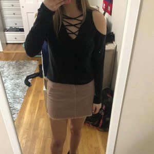 Black Crisscross Long Sleeve Top